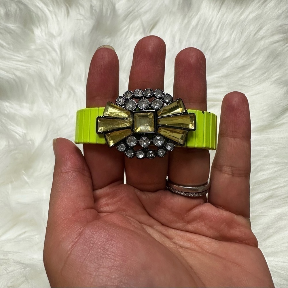 BCBG Green Stretch Bracelet with Crystals